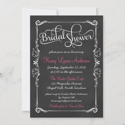 Invitations de douches nuptiales en tableau noir s (Devant)