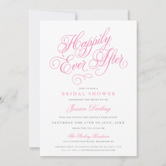 Invitations de douches nuptiales Fairytale en rose (Devant)