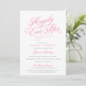 Invitations de douches nuptiales Fairytale en rose (Debout devant)
