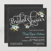 Invitations de douches nuptiales Floral Chalkboard (Devant / Derrière)