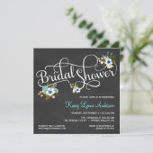 Invitations de douches nuptiales Floral Chalkboard (Debout devant)