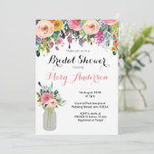 Invitations de douches nuptiales Floral Mason Jar (Debout devant)