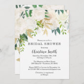 Invitations de douches nuptiales florales blanches (Devant / Derrière)