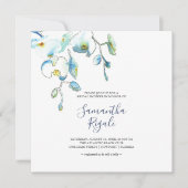 Invitations de douches nuptiales Florales Bleues (Devant)