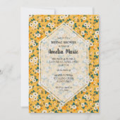Invitations de douches nuptiales florales en or bl (Devant)