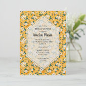 Invitations de douches nuptiales florales en or bl (Debout devant)