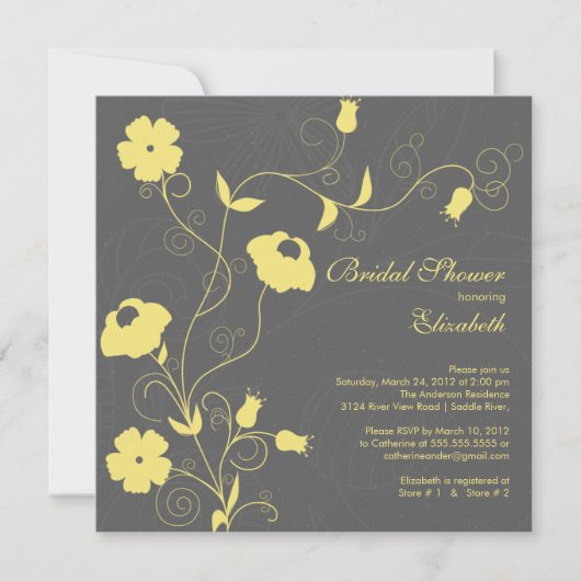 Invitations de douches nuptiales florales modernes (Devant)