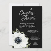 Invitations de douches nuptiales florales noires e (Devant)