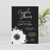 Invitations de douches nuptiales florales noires e (Debout devant)