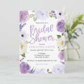 Invitations de douches nuptiales florales violette (Debout devant)