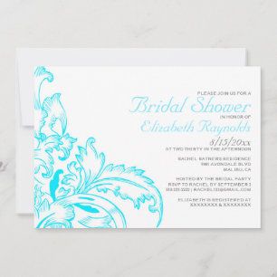 Invitations de douches nuptiales florissantes Aqua