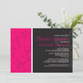 Invitations de douches nuptiales Fuchsia Damask (Debout devant)