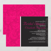 Invitations de douches nuptiales Fuchsia Damask (Devant / Derrière)