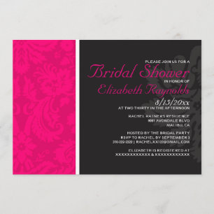 Invitations de douches nuptiales Fuchsia Damask