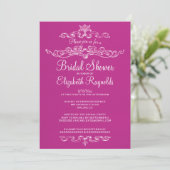 Invitations de douches nuptiales Fuchsia de luxe (Debout devant)