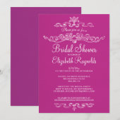 Invitations de douches nuptiales Fuchsia de luxe (Devant / Derrière)