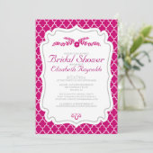 Invitations de douches nuptiales Fuchsia Quatrefoi (Debout devant)
