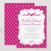 Invitations de douches nuptiales Fuchsia Quatrefoi (Devant / Derrière)