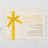 Invitations de douches nuptiales Gold Bow et Lace (Devant / Derrière)