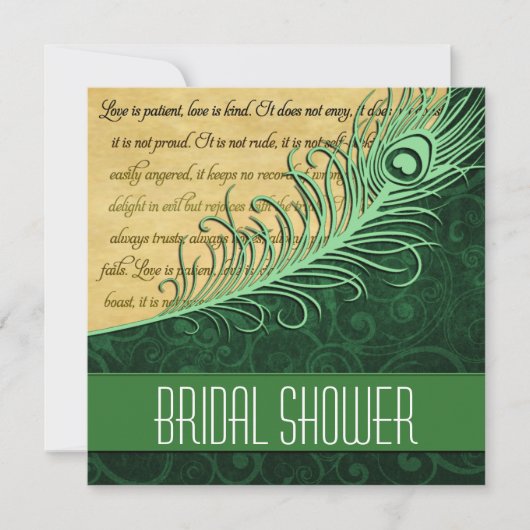 Invitations de douches nuptiales Green Vintage Pea (Devant)