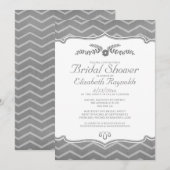 Invitations de douches nuptiales Grey Zigzag (Devant / Derrière)