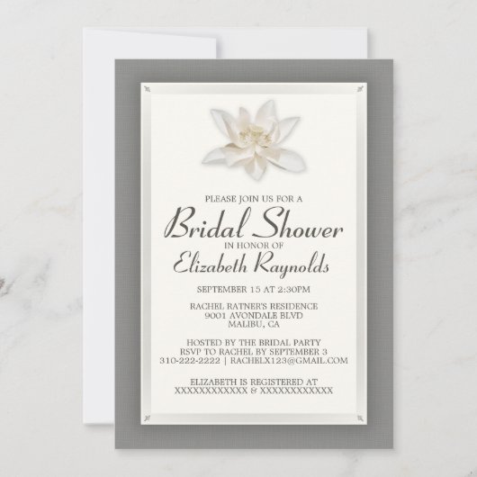Invitations de douches nuptiales grises (Devant)