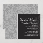 Invitations de douches nuptiales grises Damas (Devant / Derrière)