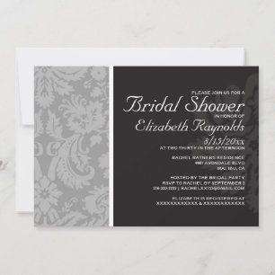 Invitations de douches nuptiales grises Damas