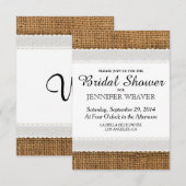 Invitations de douches nuptiales Jute et Lace (Devant / Derrière)