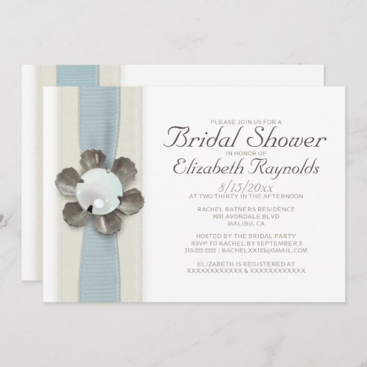 Invitations de douches nuptiales Lace et Pearls (Devant / Derrière)