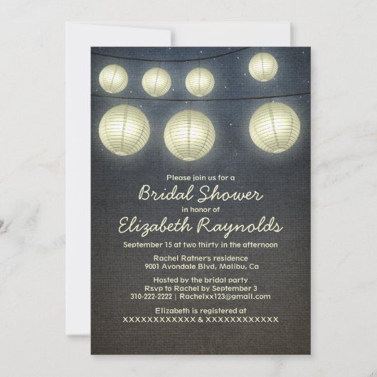 Invitations de douches nuptiales lanternes (Devant)