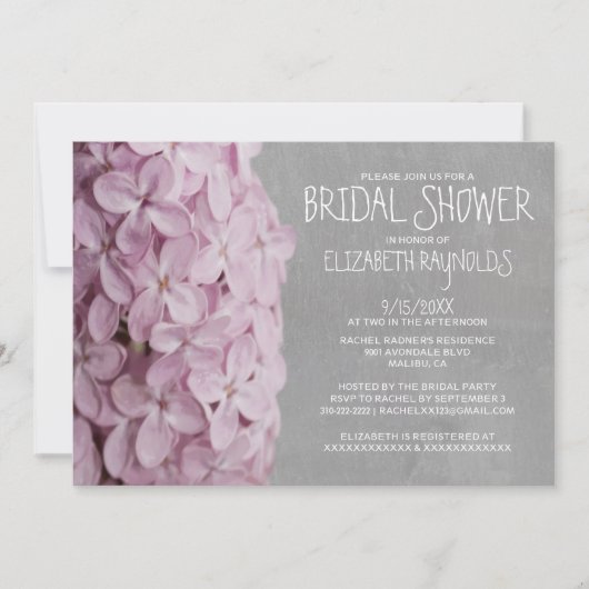 Invitations de douches nuptiales Lilac (Devant)