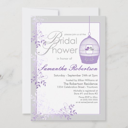Invitations de douches nuptiales Lilac Inséparable (Devant)
