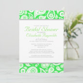 Invitations de douches nuptiales Lime Green Paisle (Debout devant)