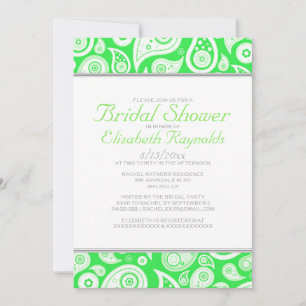 Invitations de douches nuptiales Lime Green Paisle