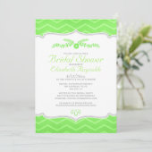 Invitations de douches nuptiales Lime Green Zigzag (Debout devant)