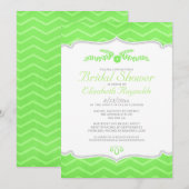 Invitations de douches nuptiales Lime Green Zigzag (Devant / Derrière)