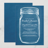 Invitations de douches nuptiales Mason bleu et bla (Devant / Derrière)
