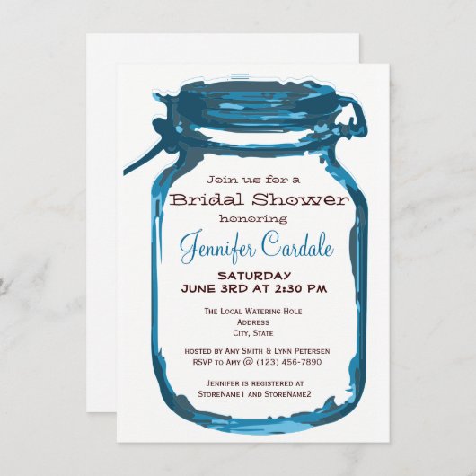 Invitations de douches nuptiales Mason Jar dans le (Devant / Derrière)