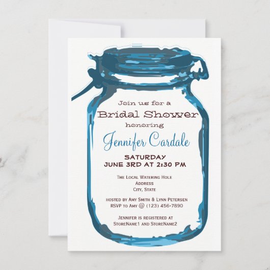 Invitations de douches nuptiales Mason Jar dans le (Devant)