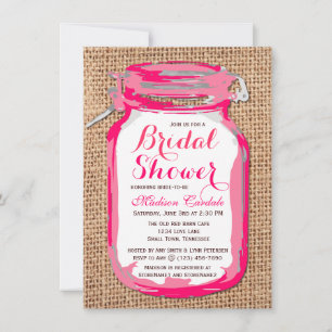 Invitations de douches nuptiales Mason Jar roses c