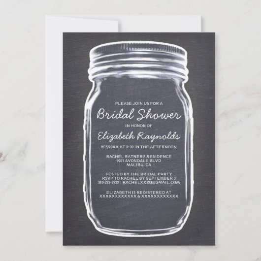 Invitations de douches nuptiales Mason noir et bla (Devant)