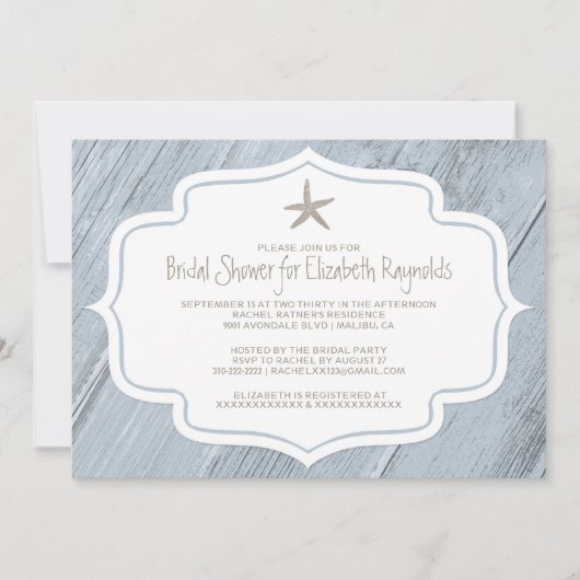 Invitations de douches nuptiales modernes Starfish (Devant)