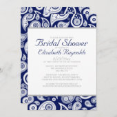 Invitations de douches nuptiales Navy Blue Paisley (Devant / Derrière)