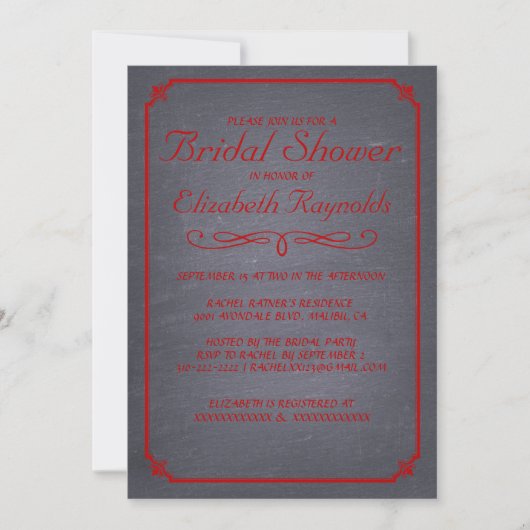 Invitations de douches nuptiales noir et rouge en (Devant)