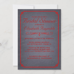 Invitations de douches nuptiales noir et rouge en