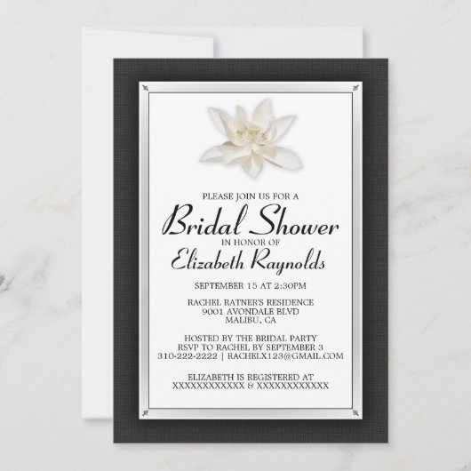 Invitations de douches nuptiales noires et blanche (Devant)