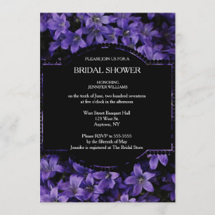 Invitations de douches nuptiales noires florales