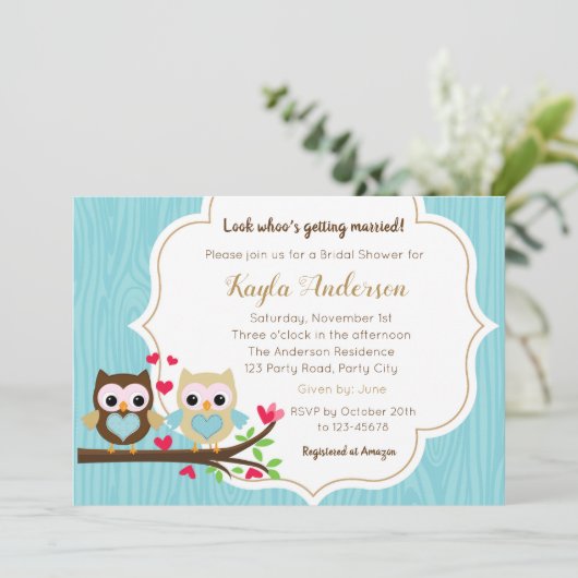 Invitations de douches nuptiales (or bleu) avec Ch (Debout devant)