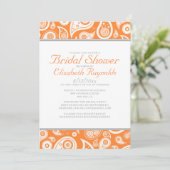 Invitations de douches nuptiales Orange Paisley (Debout devant)